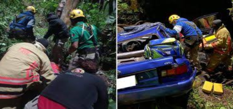 Pareja vuelca en barranco de Michoacán y sobrevive tras 18 horas atrapada en el auto