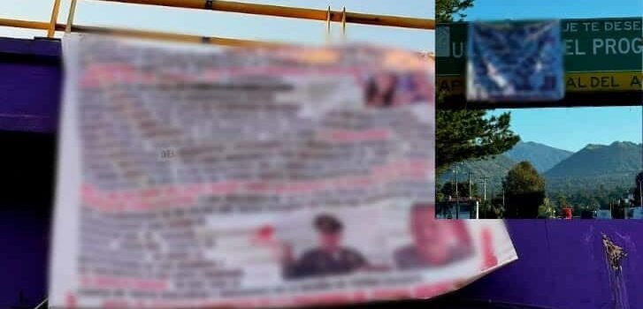 Cuelgan mantas con mensaje de grupo delictivo en puentes peatonales de Morelia