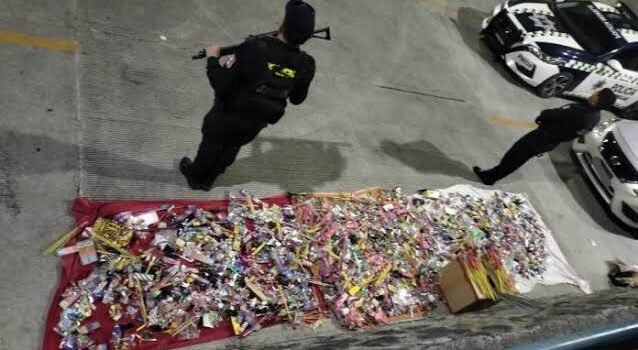 Asegura Policía Morelia 400 kilos de pirotecnia en 9 puestos