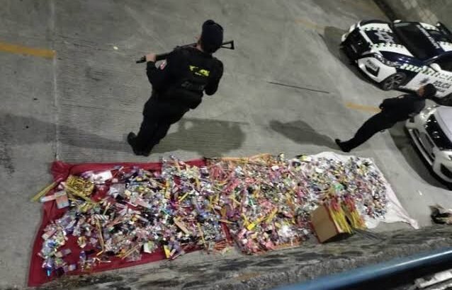 Asegura Policía Morelia 400 kilos de pirotecnia en 9 puestos