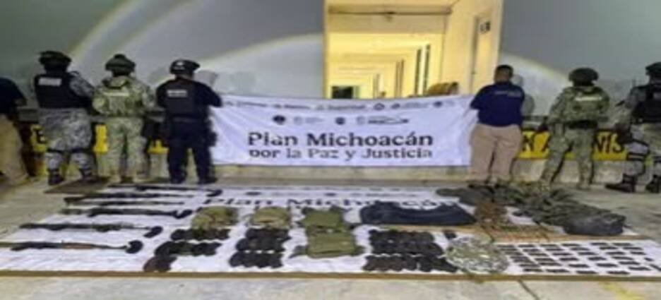Guardia Nacional y Ejército decomisan armas y explosivos durante operativo en Michoacán